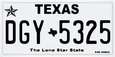 TX license plate DGY5325