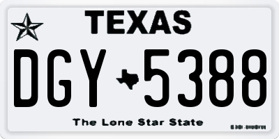 TX license plate DGY5388