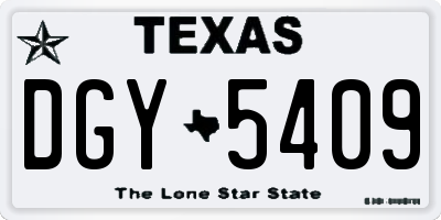 TX license plate DGY5409