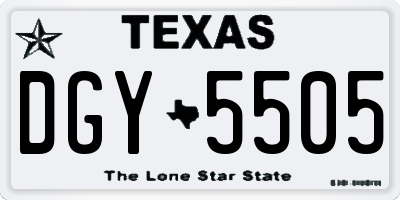 TX license plate DGY5505