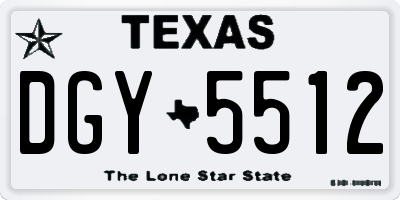 TX license plate DGY5512