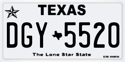 TX license plate DGY5520