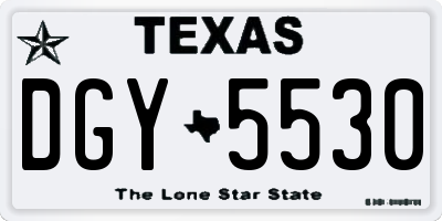 TX license plate DGY5530