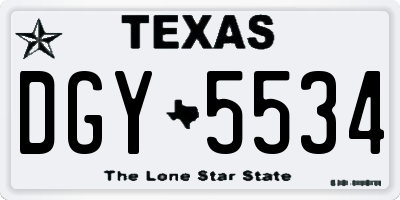 TX license plate DGY5534