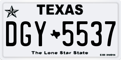 TX license plate DGY5537