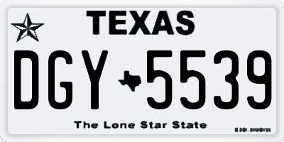 TX license plate DGY5539