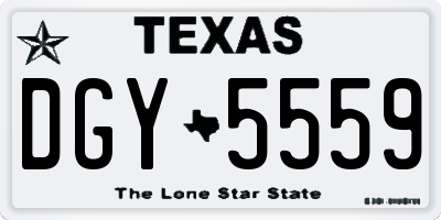 TX license plate DGY5559