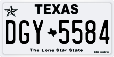 TX license plate DGY5584