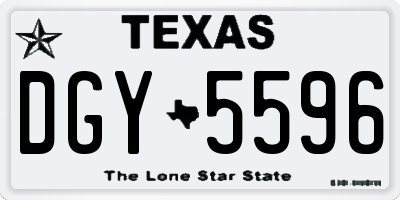 TX license plate DGY5596