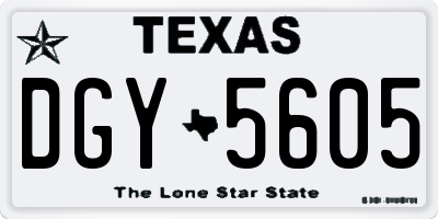 TX license plate DGY5605