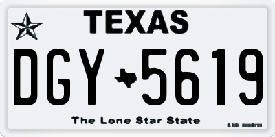TX license plate DGY5619