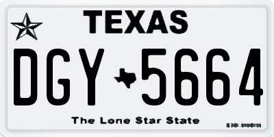 TX license plate DGY5664