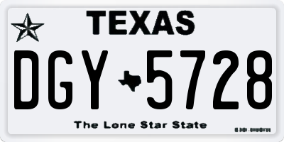 TX license plate DGY5728