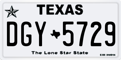 TX license plate DGY5729