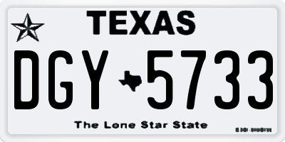 TX license plate DGY5733