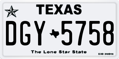 TX license plate DGY5758