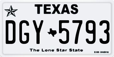 TX license plate DGY5793