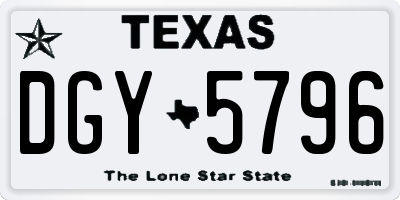 TX license plate DGY5796