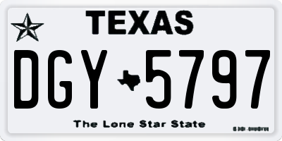 TX license plate DGY5797