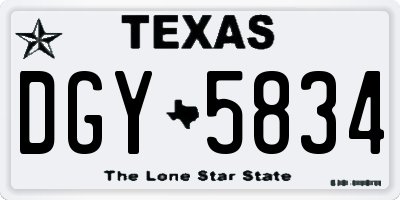 TX license plate DGY5834