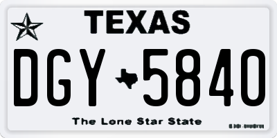TX license plate DGY5840