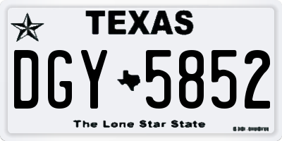 TX license plate DGY5852