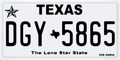TX license plate DGY5865