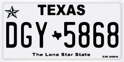 TX license plate DGY5868