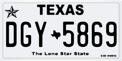 TX license plate DGY5869