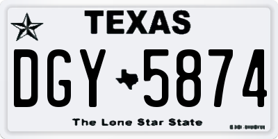 TX license plate DGY5874