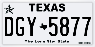 TX license plate DGY5877