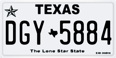 TX license plate DGY5884