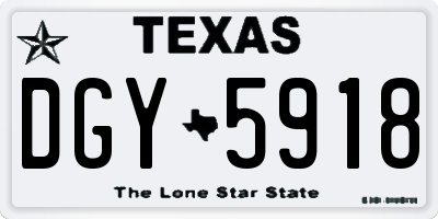 TX license plate DGY5918