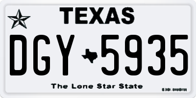 TX license plate DGY5935