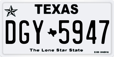 TX license plate DGY5947