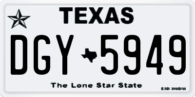 TX license plate DGY5949