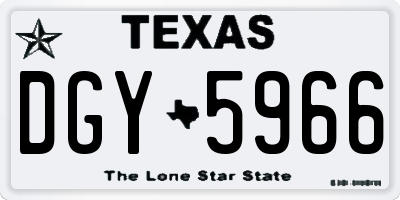 TX license plate DGY5966