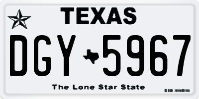 TX license plate DGY5967