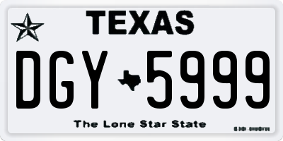 TX license plate DGY5999
