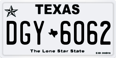 TX license plate DGY6062