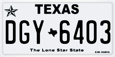 TX license plate DGY6403