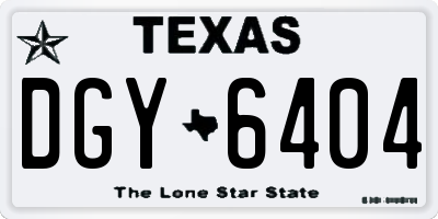 TX license plate DGY6404