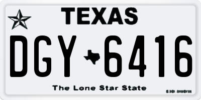 TX license plate DGY6416