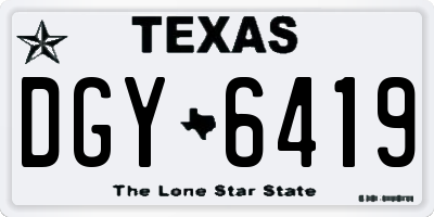 TX license plate DGY6419