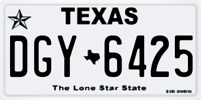 TX license plate DGY6425