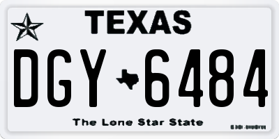 TX license plate DGY6484