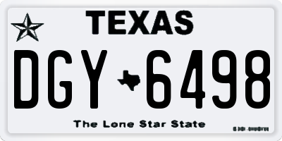 TX license plate DGY6498