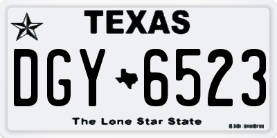 TX license plate DGY6523