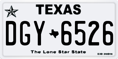 TX license plate DGY6526