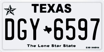 TX license plate DGY6597